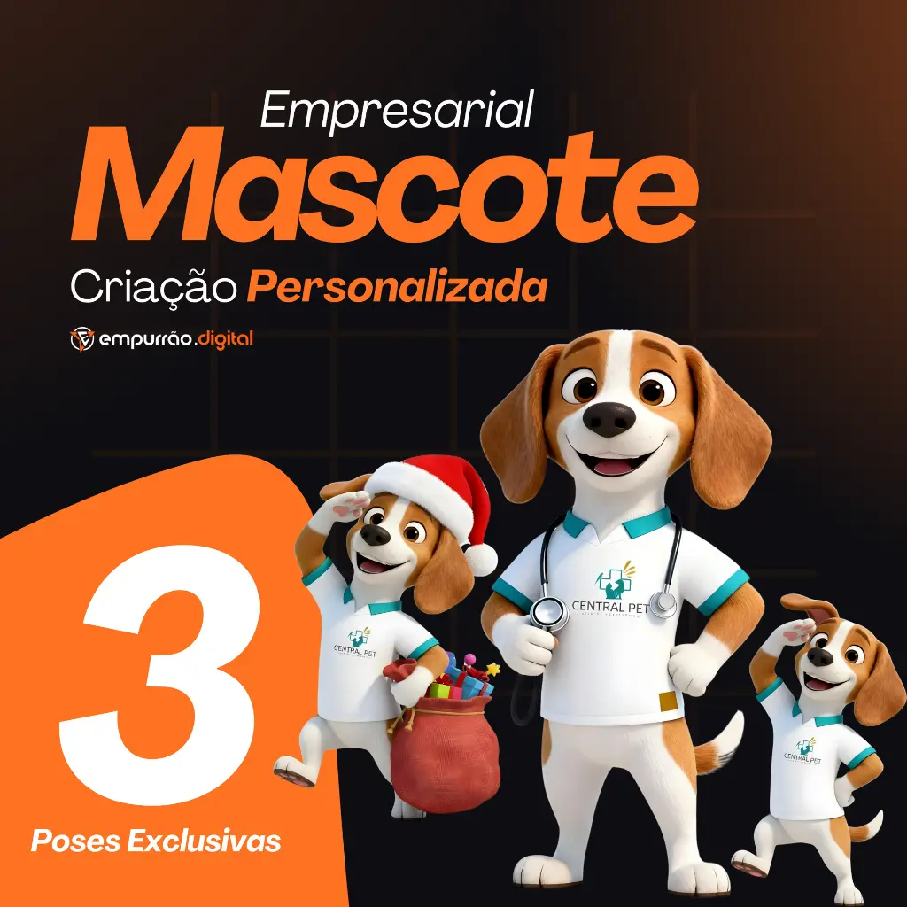 Mascote Empresarial Empresas criação personalizado logo cores 3 poses .webp